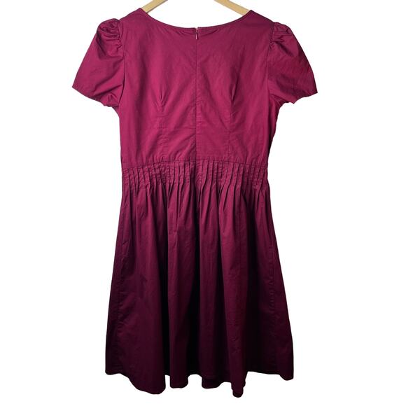Women's Red Puff Sleeve Dress - Picture 5 of 6